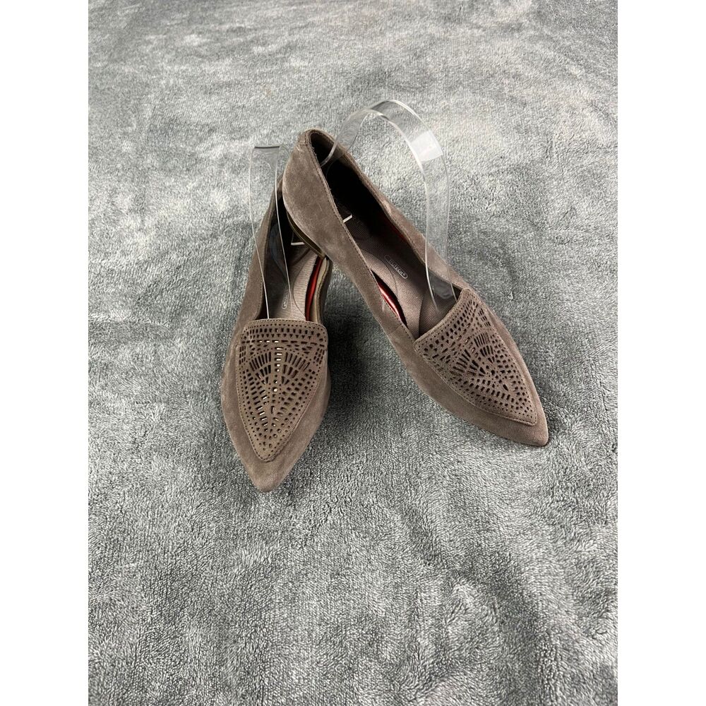 Rockport Women's Total Motion Adelyn Laser Loafer Gray Leather Suede Size 8